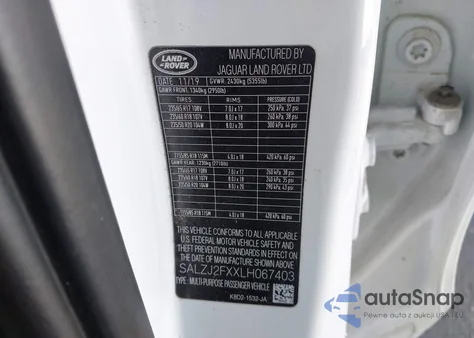 2020 Land Rover Range Rover Evoque S from USA, damaged, VIN SALZJ2FXXLH067403